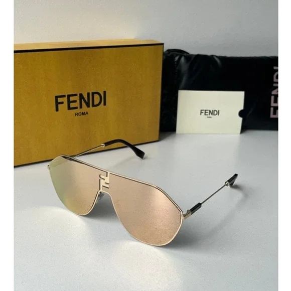 NEW Fendi FE40080U Match Rose Gold Mirrored Sunglasses